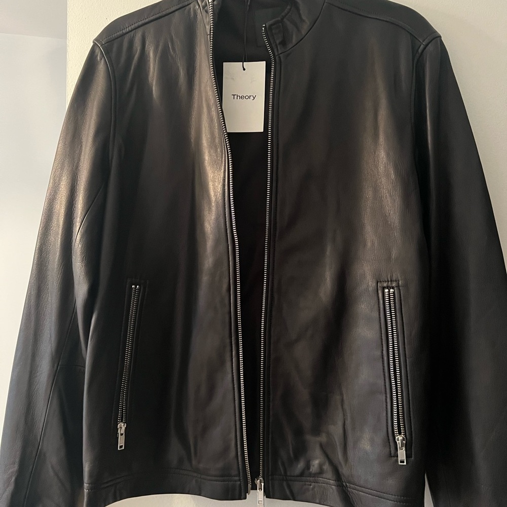 Brand new man’s leather jacket.